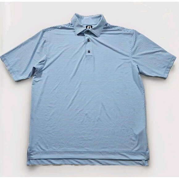 FJ FootJoy Polo Men XL Multi Striped Golf Button SS Athleisure Logo Sr Ryder Cup - Picture 9 of 15